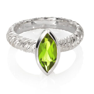 Marquise cut Peridot 'Vine' ring