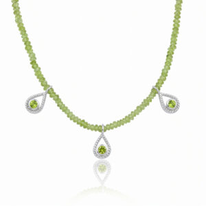 Silver and Peridot 'Ripple' necklace