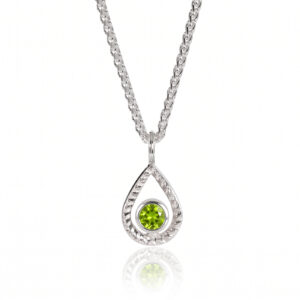 Peridot silver 'Ripple' pendant on chain