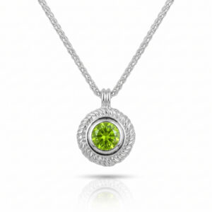 Silver and Peridot small 'Whirl' pendant