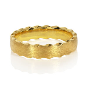 Wedding ring textured yellow gold