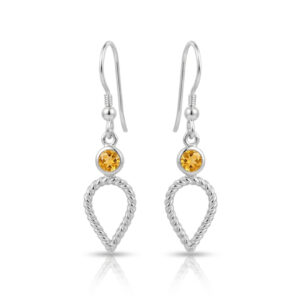 Silver and Citrine 'Outer Ripple' drop earrings