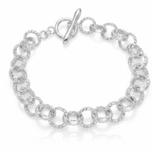 Silver 'Ripple' round link bracelet