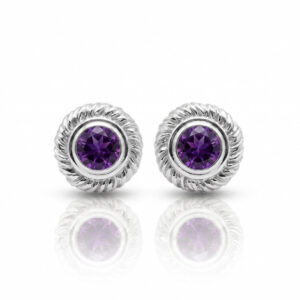 Silver and Amethyst 'Whirl' stud earrings