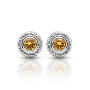Silver and Citrine 'Open Whirl' stud earrings