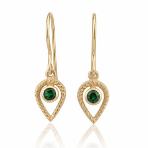 18ct yellow gold and Chrome Tourmaline 'Ripple' drop earrings