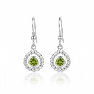 Silver and Peridot 'Twisted Pear' drop earrings