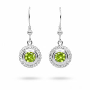 Silver and Peridot 'whirl' drop earrings