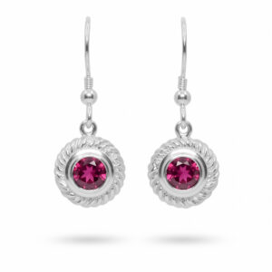 Silver and Rhodalite Garnet 'Whirl' drop earrings