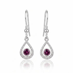 Silver and Rhodalite Garnet 'Ripple' drop earrings