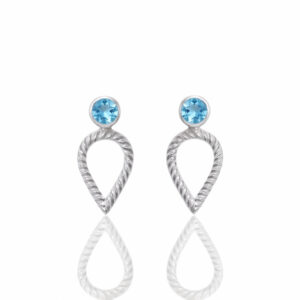 Silver and Topaz 'outer ripple' stud earrings