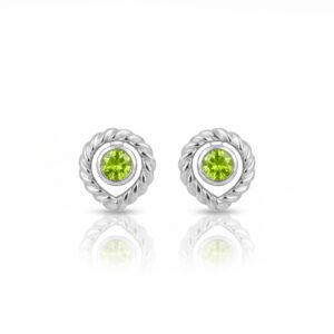 Silver and Peridot 'Twisted Pear stud earrings